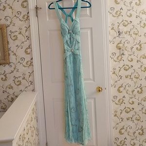 Embellished light blue formal dress